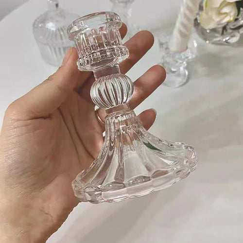 bougeoir en verre transparent pour dîner mariage et photographie - vue 2 sur 9