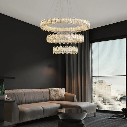 lustre moderne en cristal avec lampes led pour décoration - vue 2 sur 26