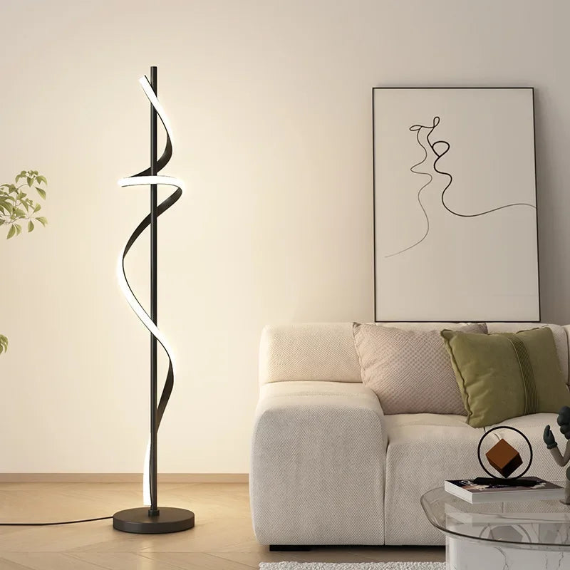 Lampadaire LED spiralé minimaliste