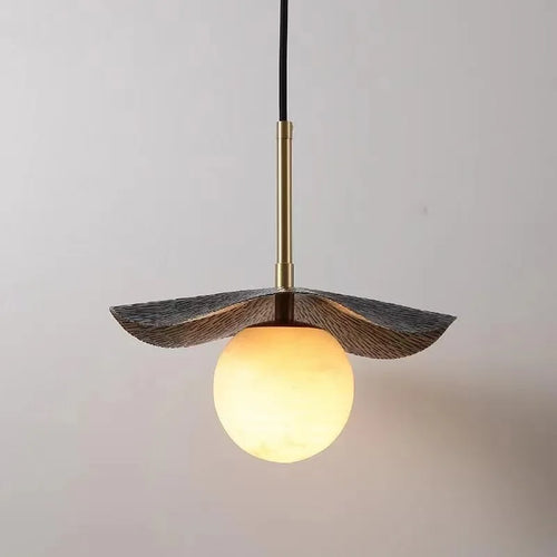 lustre 	 en cuivre avec boule de marbre naturel - vue 2 sur 7