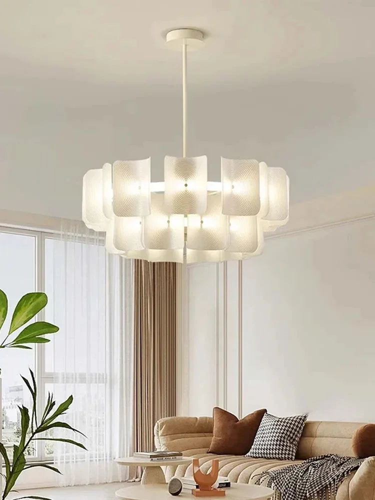 2024 LED Chandeliers Fingerprint Chandelier, Silent Style Eye Protection Living Room Bedroom Luxury Chandelier Home Decoration - vue 6 sur 9
