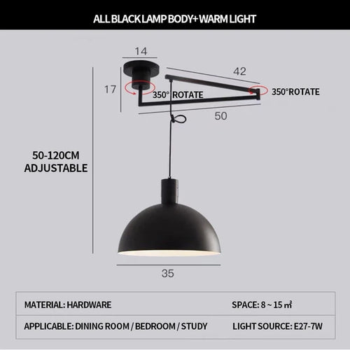 lustre pliable moderne nordique design télescopique pour intérieur contemporain - vue 13 sur 14