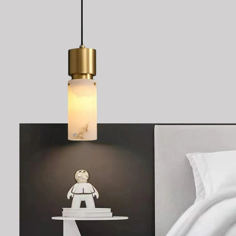 lustre en marbre naturel avec cordon réglable en laiton - vue 4 sur 7