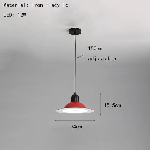 suspension led métal fil réglable lampe suspension - vue 12 sur 17
