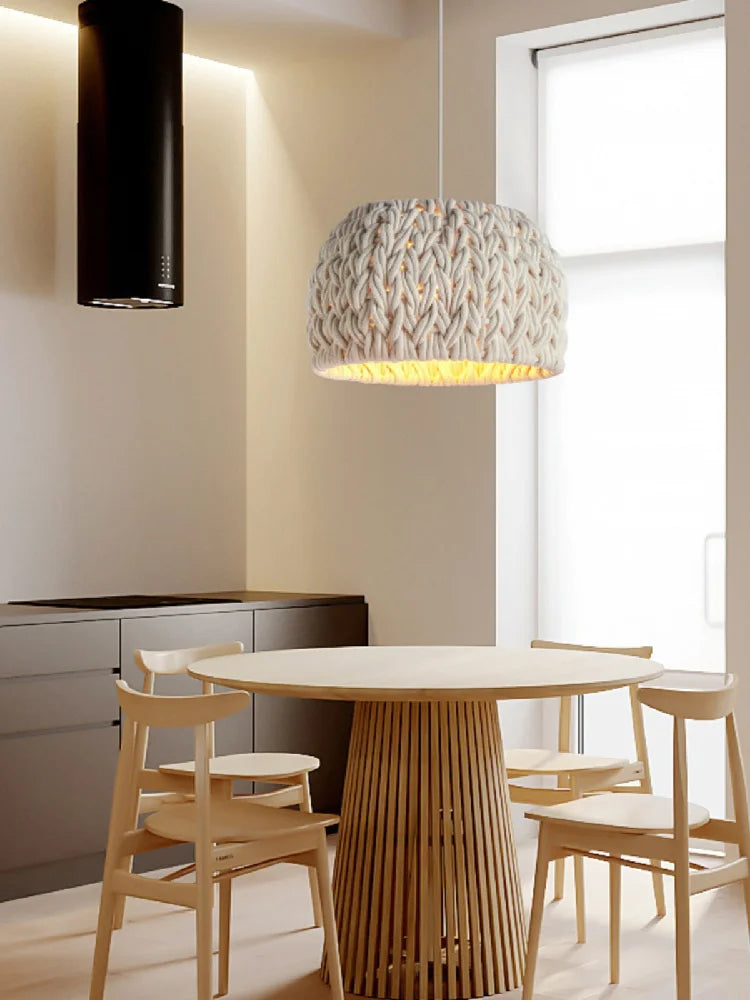lustre nordique en corde tissée à la main pour éclairage intérieur - vue 3 sur 7