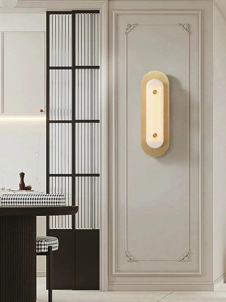 applique minimaliste en marbre et cuivre avec led