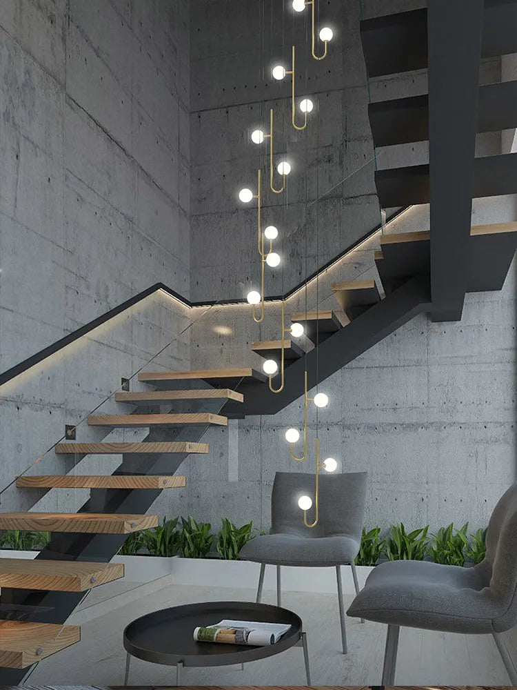 Suspension LED escalier colimaçon plafond lustre moderne luxe