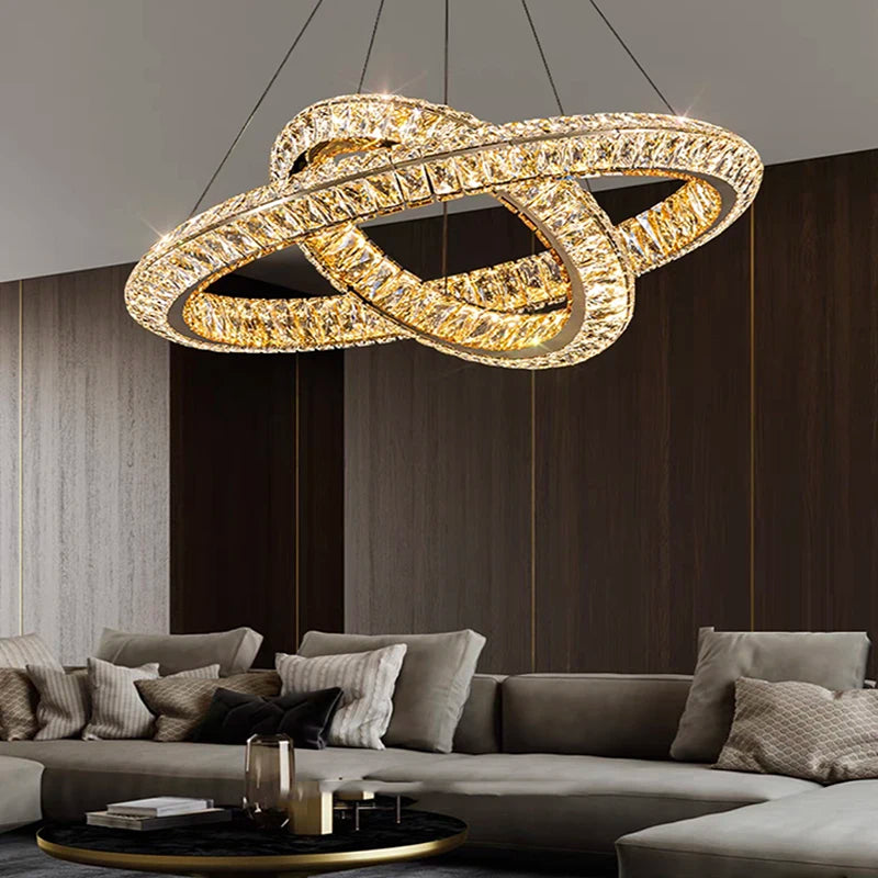 lustre en cristal doré design moderne pour intérieur élégant - vue 3 sur 11