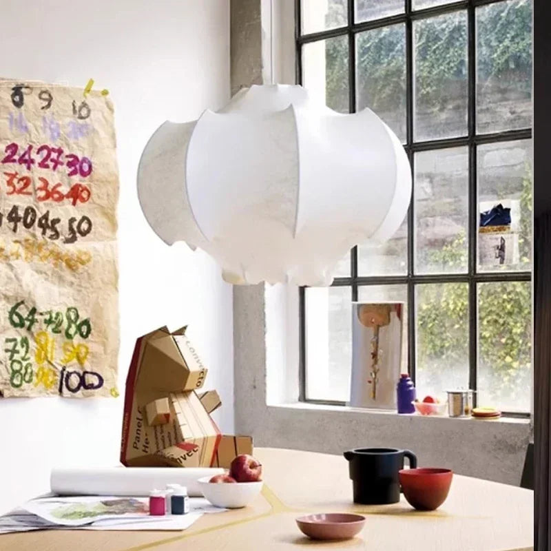 lustre wabi sabi nordique en soie japonaise led intérieur - vue 6 sur 10