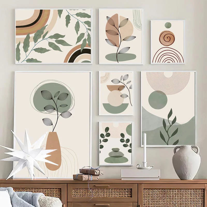 affiches boho peinture abstraite géométrique décoration intérieure nordique