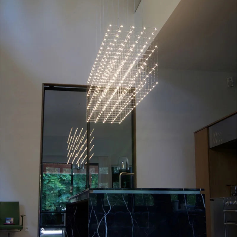 lampe led carrée en acier inoxydable avec cordon réglable - vue 3 sur 6