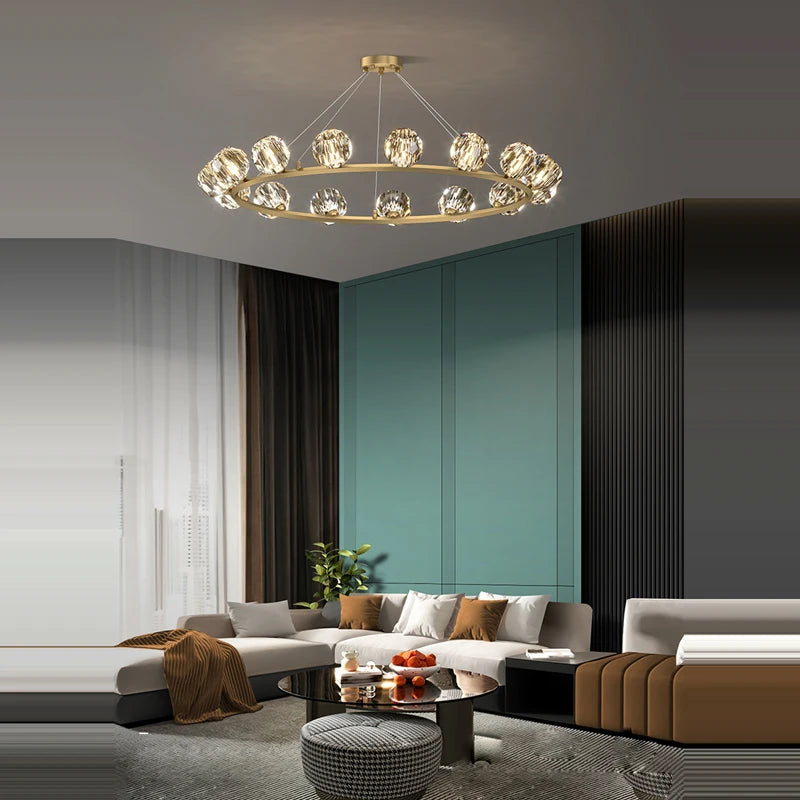 plafonnier art déco doré noir design en cristal - vue 7 sur 24