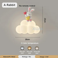 appliques murales créatives led pour enfants en forme d'ours ange lapin