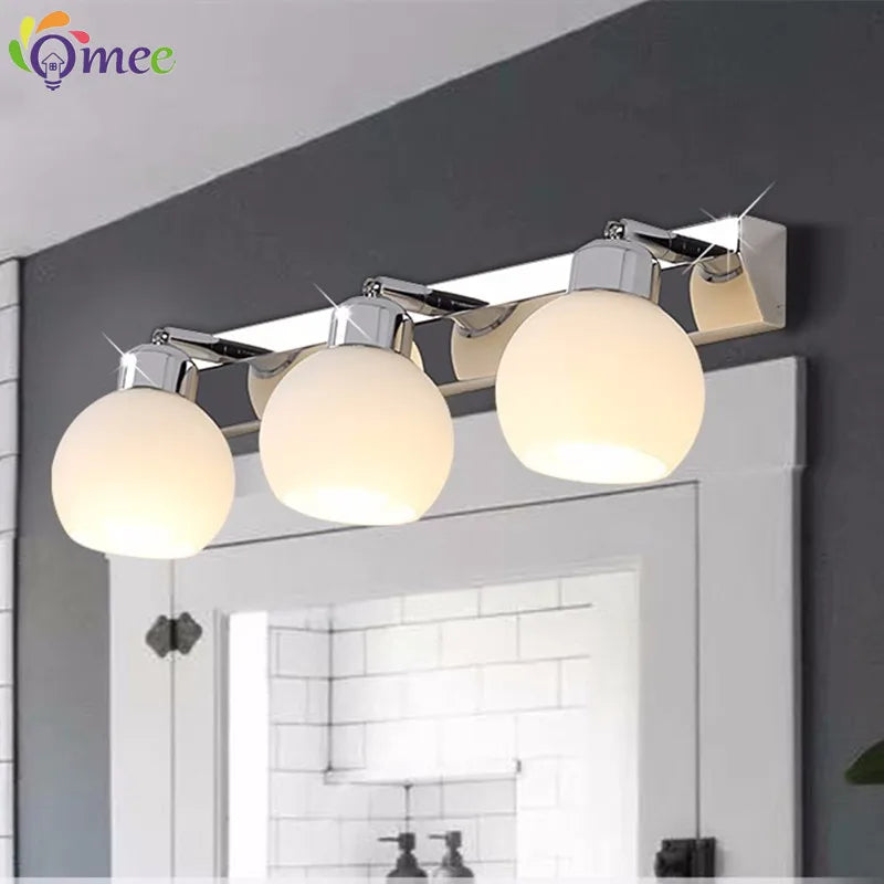 éclairage vanité salle bains cristal moderne chrome noir acier inoxydable miroir e26