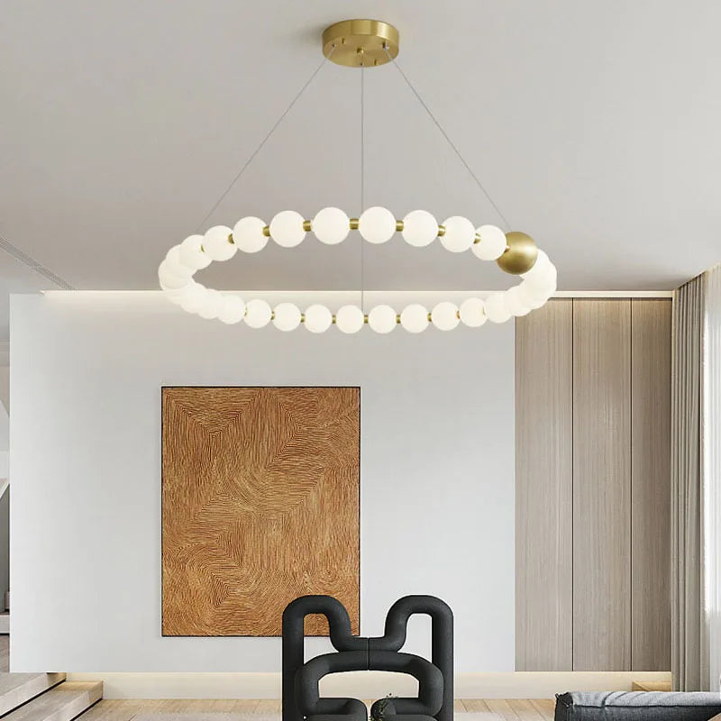 suspension led ronde en laiton cuivre et aluminium décorative