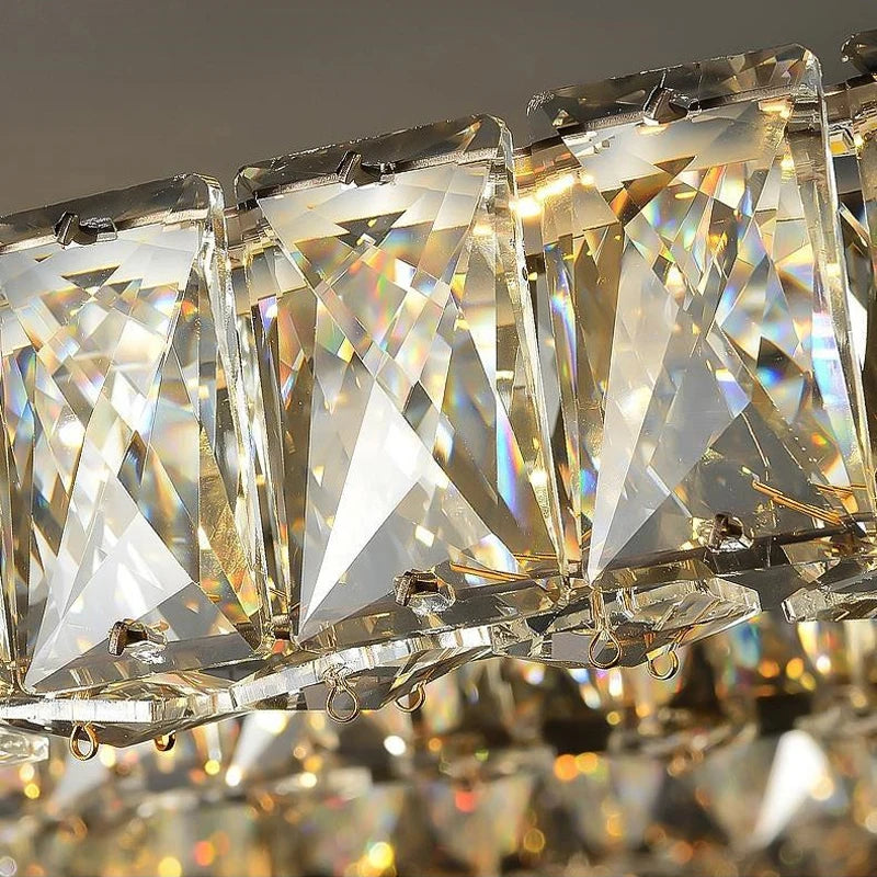 Plafonnier anneau led luxe dimmable doré cristal