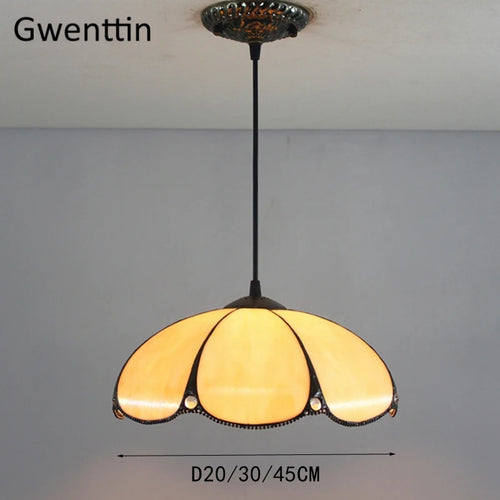 lustre tiffany en verre teinté pour décoration intérieure - vue 7 sur 10