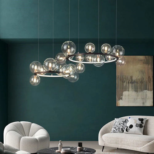 lustre en verre au design moderne avec bulles artistiques - vue 3 sur 18