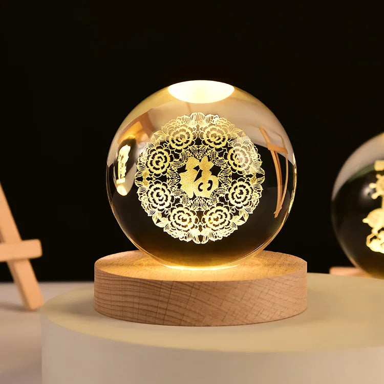 boule de cristal 3D système solaire gravé cadeau décoratif - vue 18 sur 32