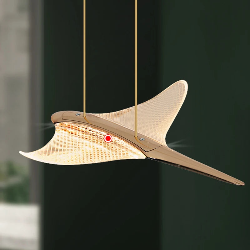 lustre moderne led mouette duplex cage d'escalier nordique