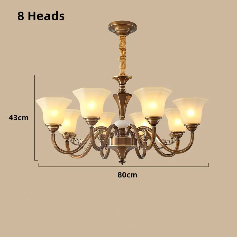 lustre vintage en cuivre avec abat-jour en verre dépoli - vue 15 sur 20