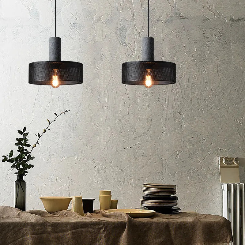 Lustre suspension lumière fer ciment - vue 6 sur 25