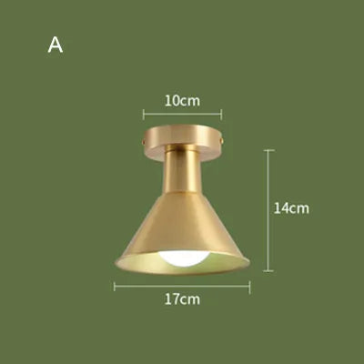 Balcony, American All Copper Ceiling, Small Ceiling Lamp, Nordic Modern Simple Cloakroom, Creative Porch, Entrance Hall Lamp - vue 10 sur 9
