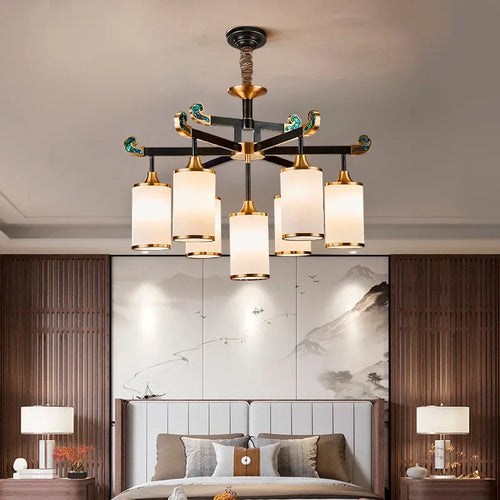 lustre en cuivre design style chinois pour éclairage moderne
