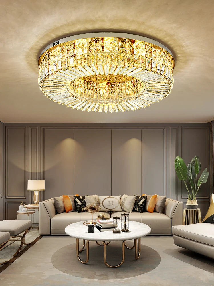 plafonnier led classique en cristal chromé pour intérieur moderne - vue 2 sur 11