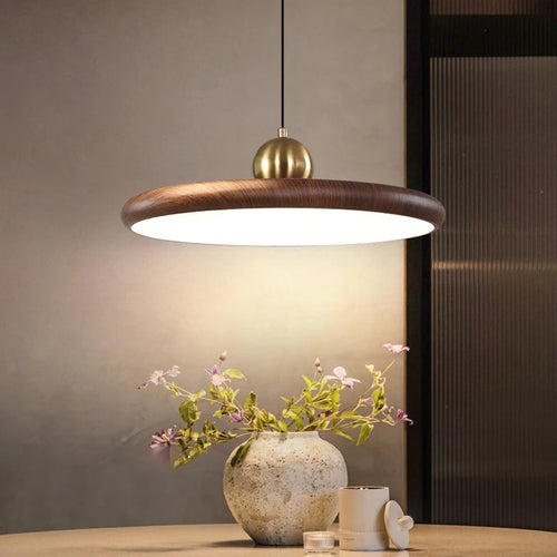 lustre en fer imitation grain de bois luminaires suspendus variables - vue 4 sur 7