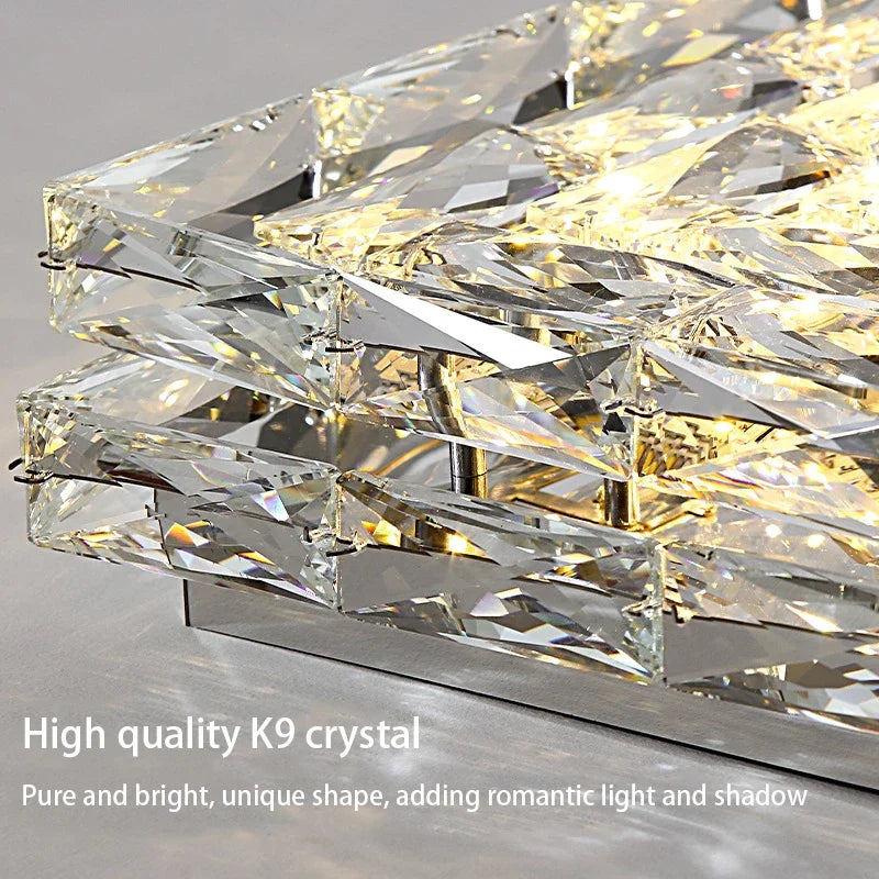 plafonnier led carré en cristal luxe pour décoration intérieure - vue 6 sur 10