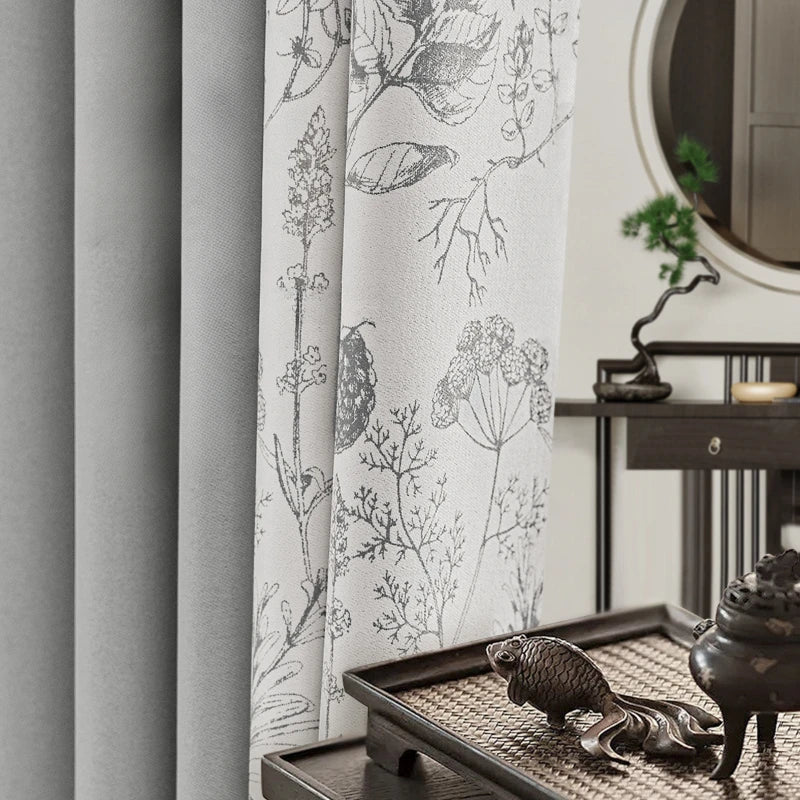 Rideau style chinois floral pour salon chambre - vue 3 sur 9