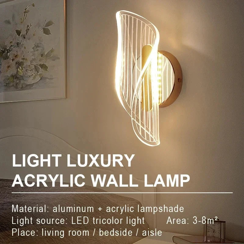 Moderne luxe créatif acrylique applique murale LED lumière or noir applique pour allée applique chambre chevet couloir décor à la maison - vue 6 sur 11