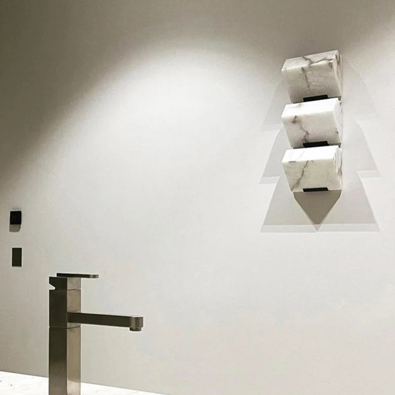 applique murale led en marbre naturel style artistique métal noir