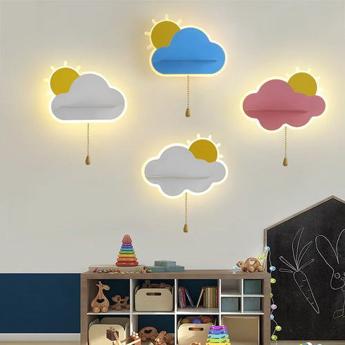 applique murale led décorative pour chambre de bébé nuage et soleil - vue 2 sur 12