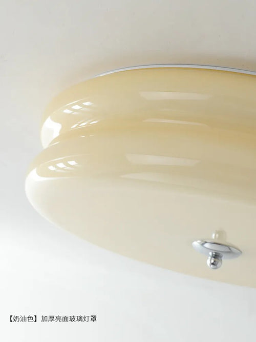 Plafonnier rétro français en verre crème pour chambre à coucher - vue 6 sur 9