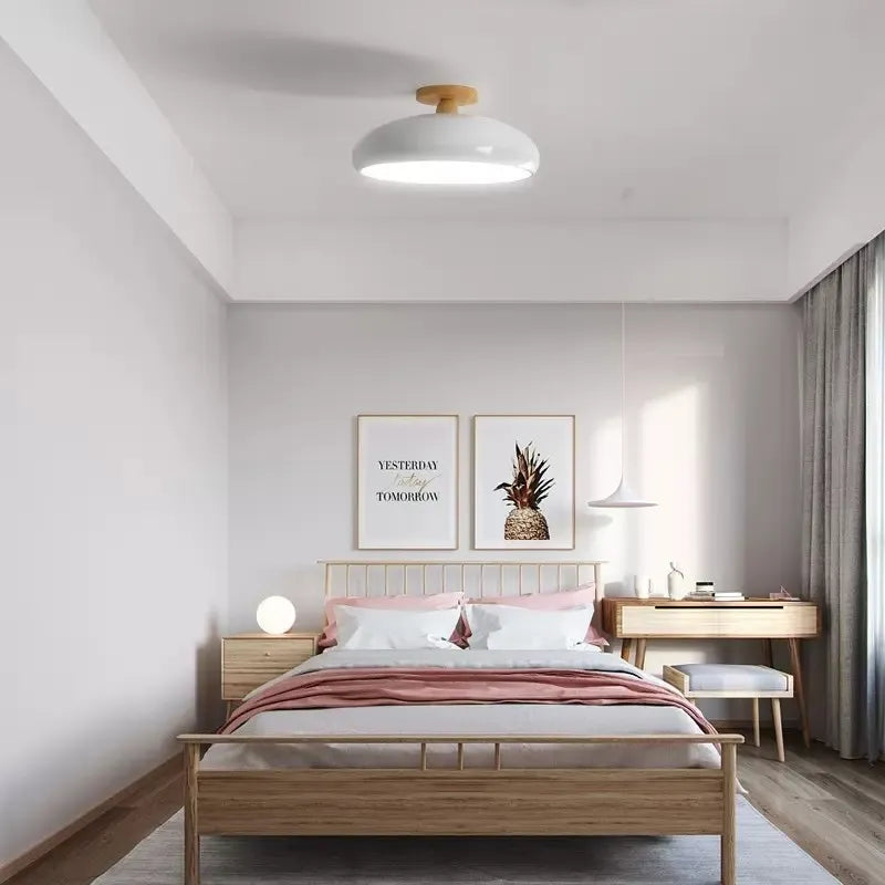 Vintage LED plafonnier en bois nordique Orange PVC rond Luminaire salon chambre salle à manger couloir intérieur décor Luminaire