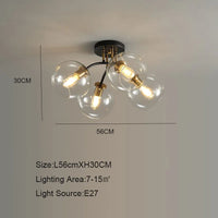 Lampe Plafonnier Verre Nordique Noir Or