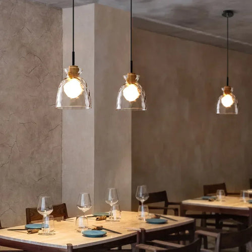 SANDYHA Lustre en verre nordique Lampara Colgante Techo lampe à LED chambre Restaurant De Chevet Lustres De Plafond éclairage suspendu
