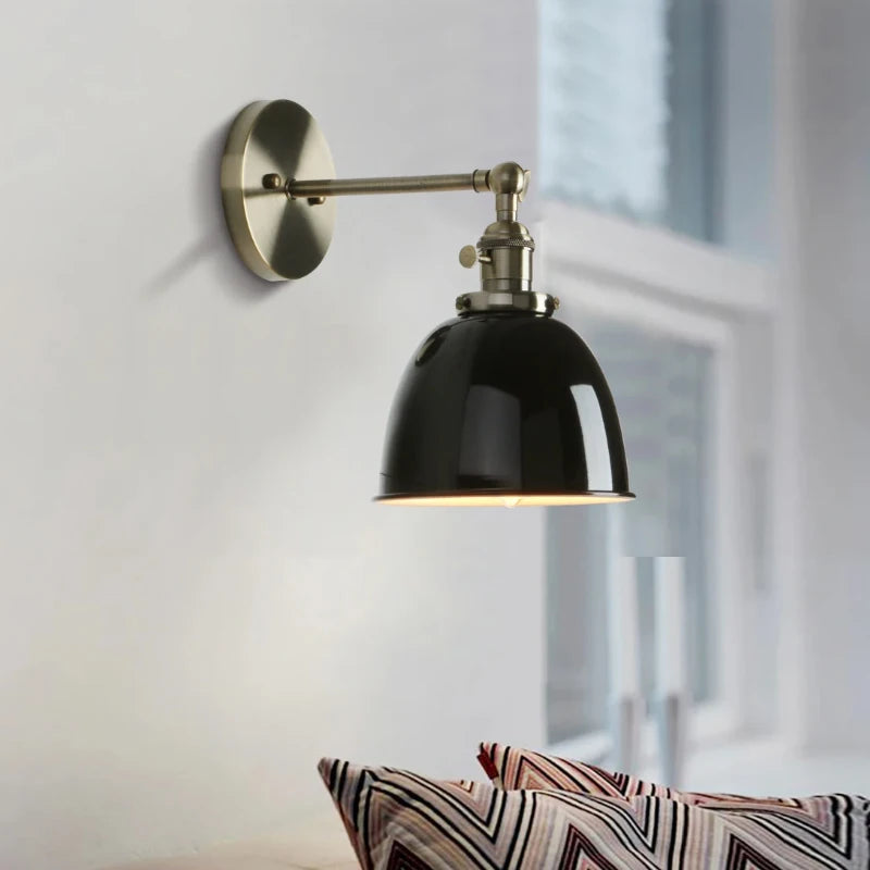 Iron wall lamp, Edison antique wall lamp, semi-circular corridor, staircase, living room, bedroom LED light, black and white - vue 2 sur 7