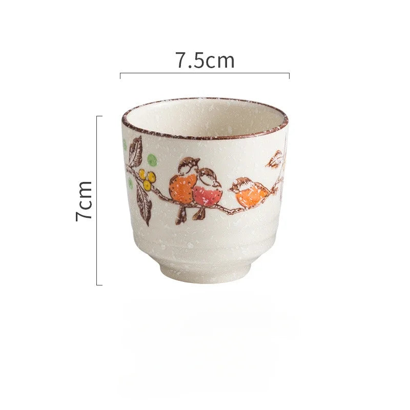 Tasse saké céramique yunomi japonaise peinte main traditionnelle