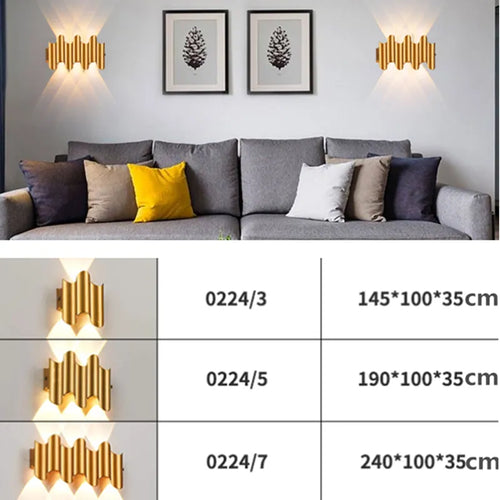 Applique murale LED lumière extérieure étanche IP65 porche jardin applique et intérieur chambre chevet décoration éclairage lampe en aluminium doré - vue 4 sur 15