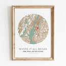 carte de ville personnalisée pour un cadeau romantique