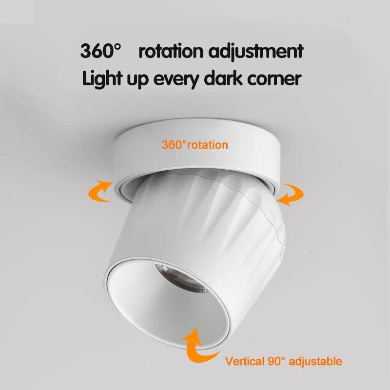Spot Led pliables lampe Dimmable COB spots 15w Surface montée Downlight pour éclairage intérieur chambre LED lumières