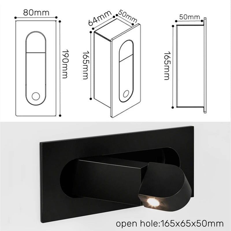 applique murale led pliante design moderne angle réglable hôtel - vue 4 sur 17