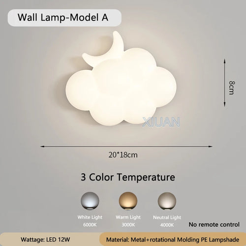 applique murale moderne en forme de nuage blanc pour intérieur - vue 13 sur 12