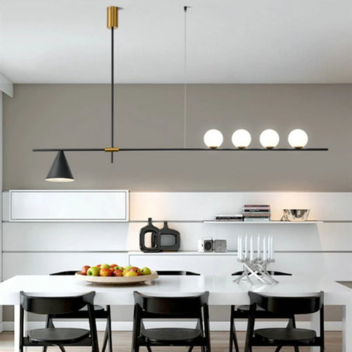 lustre industriel minimaliste en verre et led design - vue 3 sur 18