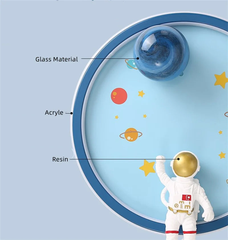 plafonnier led moderne astronaute luminaire décoratif enfant - vue 4 sur 6