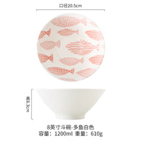 Bol ramen japonais ceramique motif floral 12l