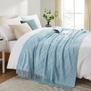 Plaid tricoté jacquard à pompons style nordique décoratif